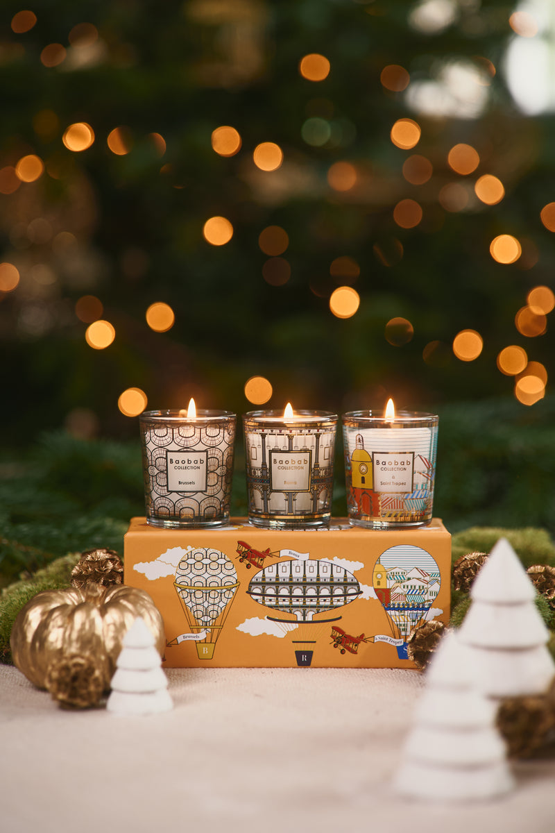 TRIO TRAVEL CANDLES BRUSSELS-ROMA-SAINT TROPEZ – Baobab Collection