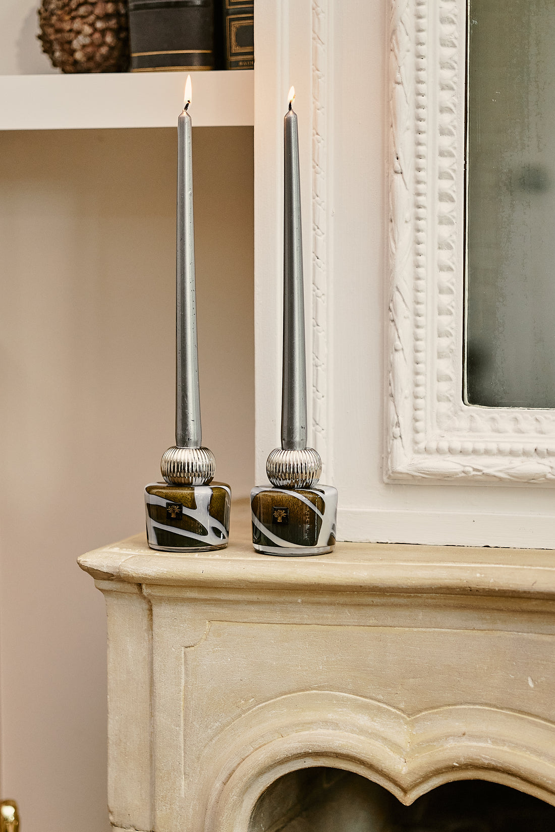 CANDLE HOLDER TWINS STONES AGATE - Baobab Collection