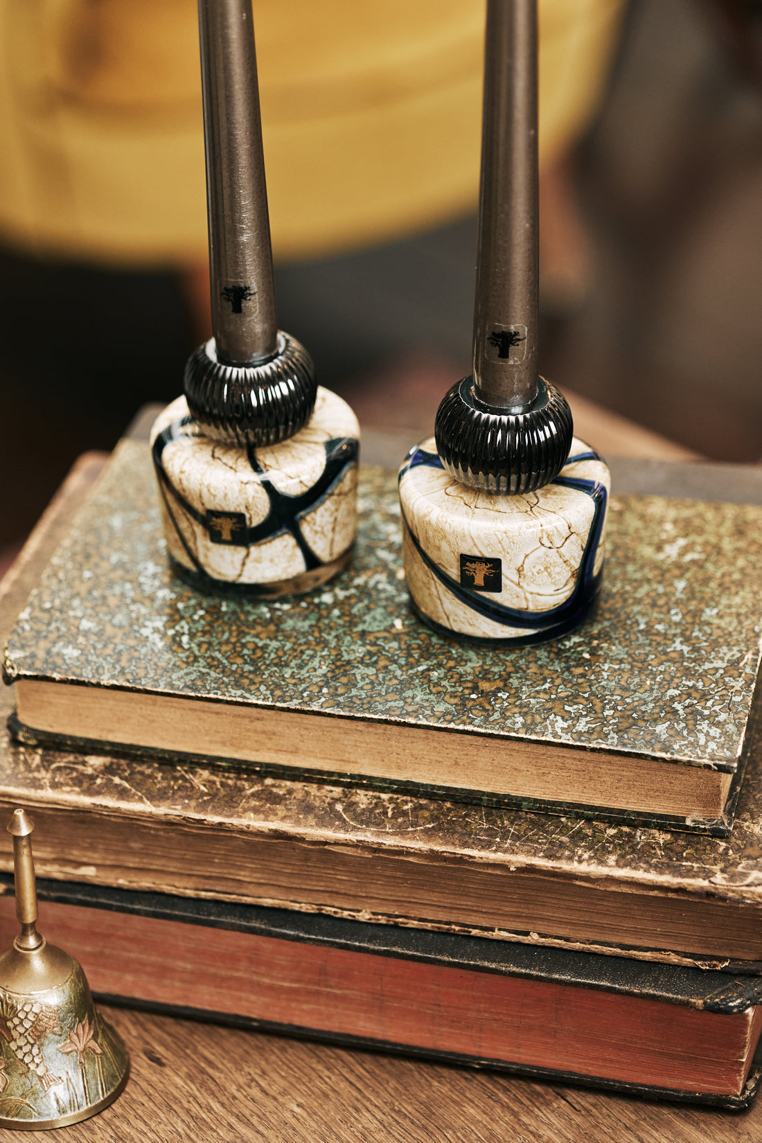 CANDLE HOLDER TWINS STONES LAZULI - Baobab Collection