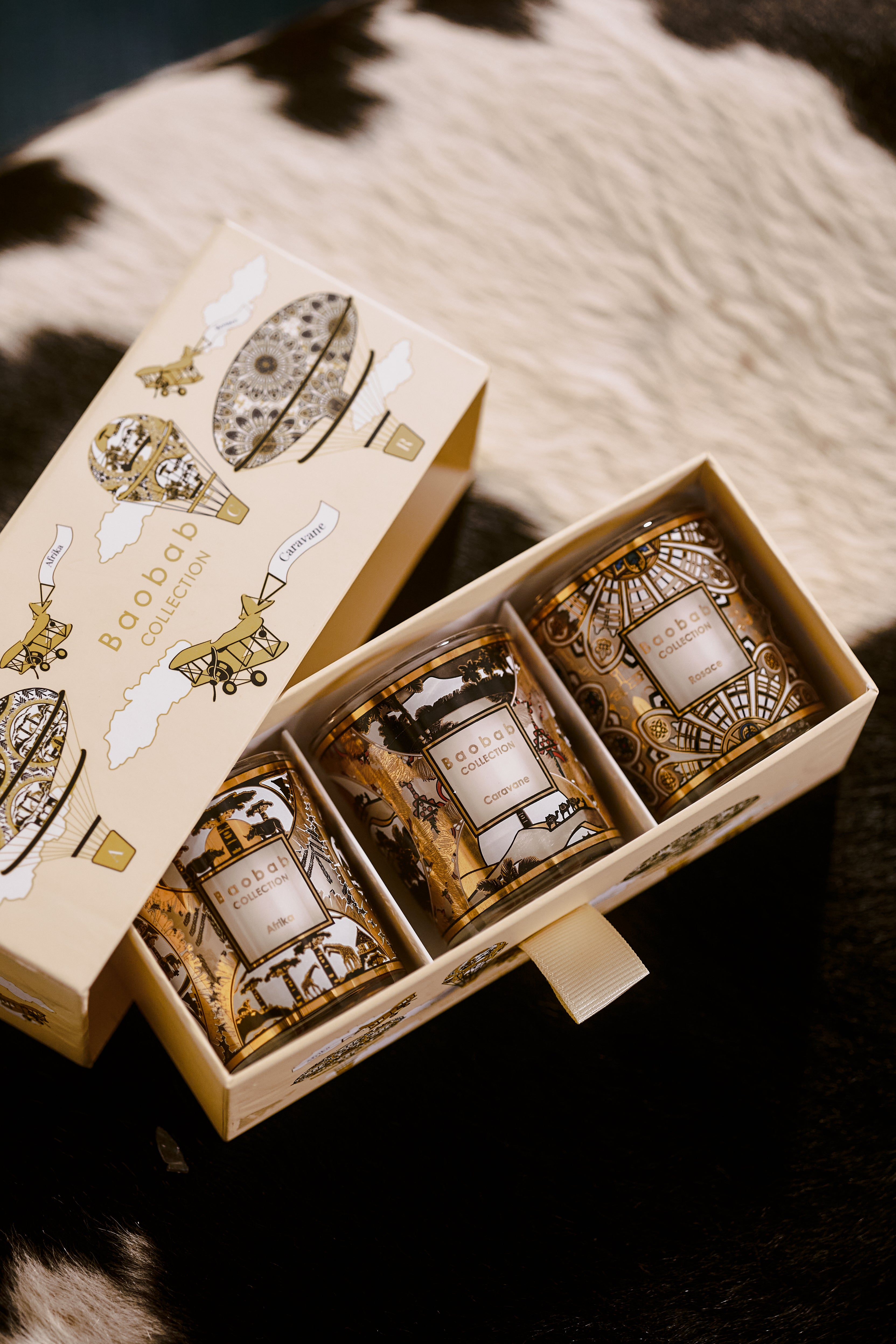 TRIO TRAVEL CANDLES ROSACE-CARAVANE-AFRIKA