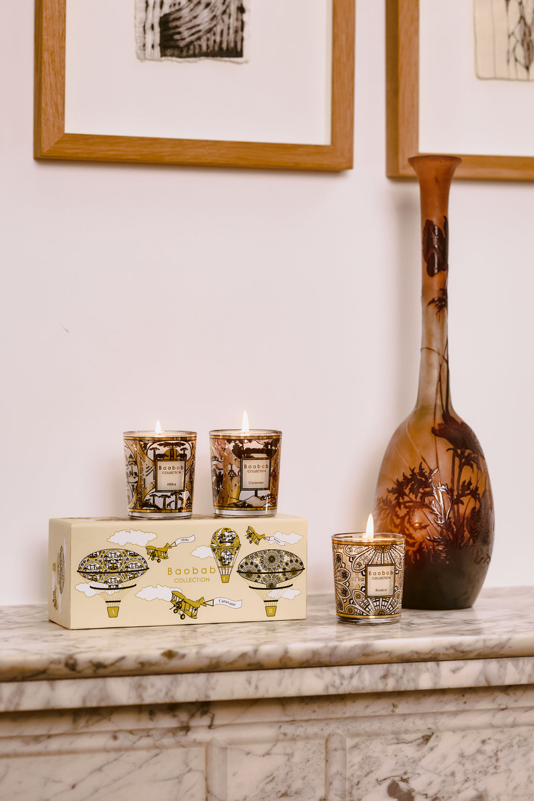 TRIO TRAVEL CANDLES ROSACE-CARAVANE-AFRIKA