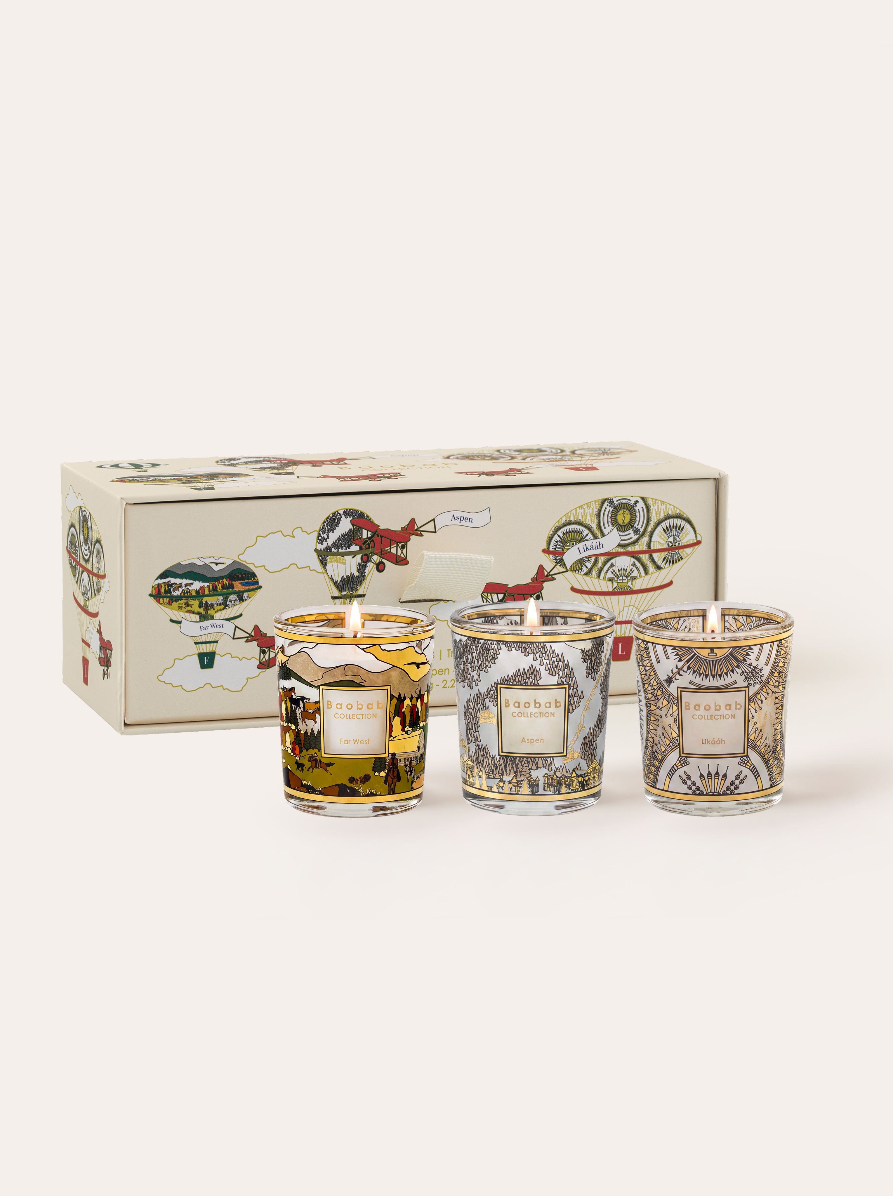 JAEGER-LECOULTRE CANDLES TRILOGY 3個セット TRIO TRAVEL CANDLES ASPEN-LIKAAH-FAR WEST - BAOBAB COLLECTION