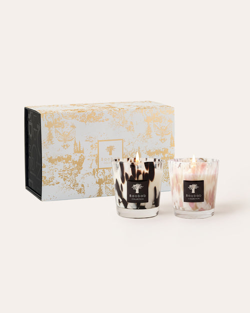 BLACK & WHITE PEARLS CANDLE DUO